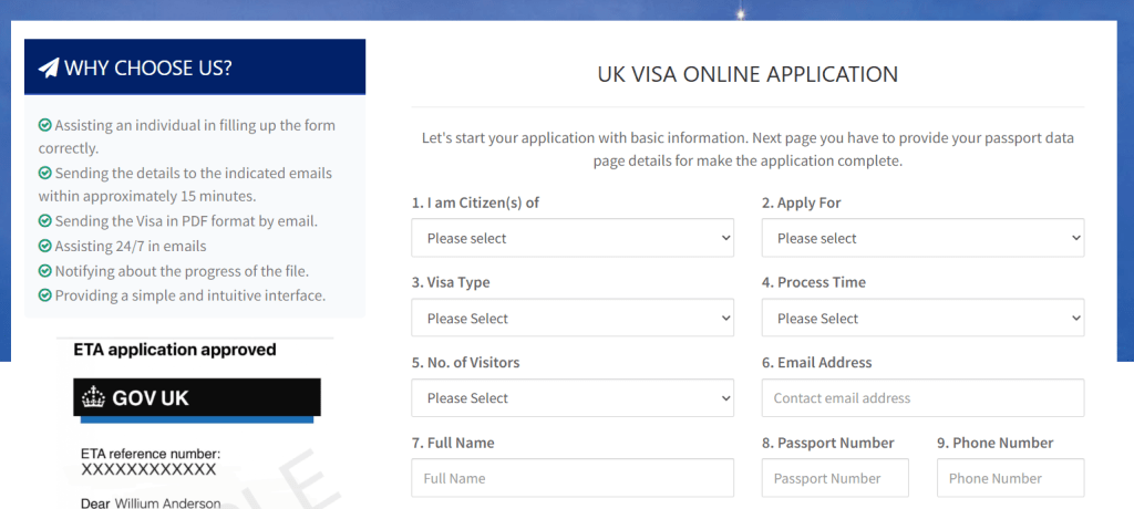 UK ETA Application form