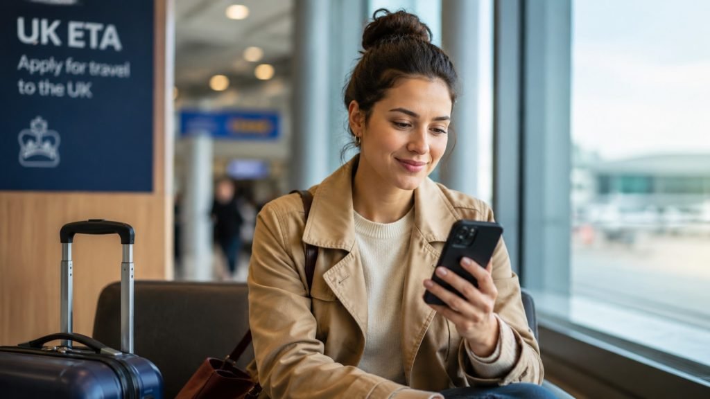 How Long Can You Stay in the UK with an ETA as a Malaysian? 2 Relaxed traveler in a modern airport lounge