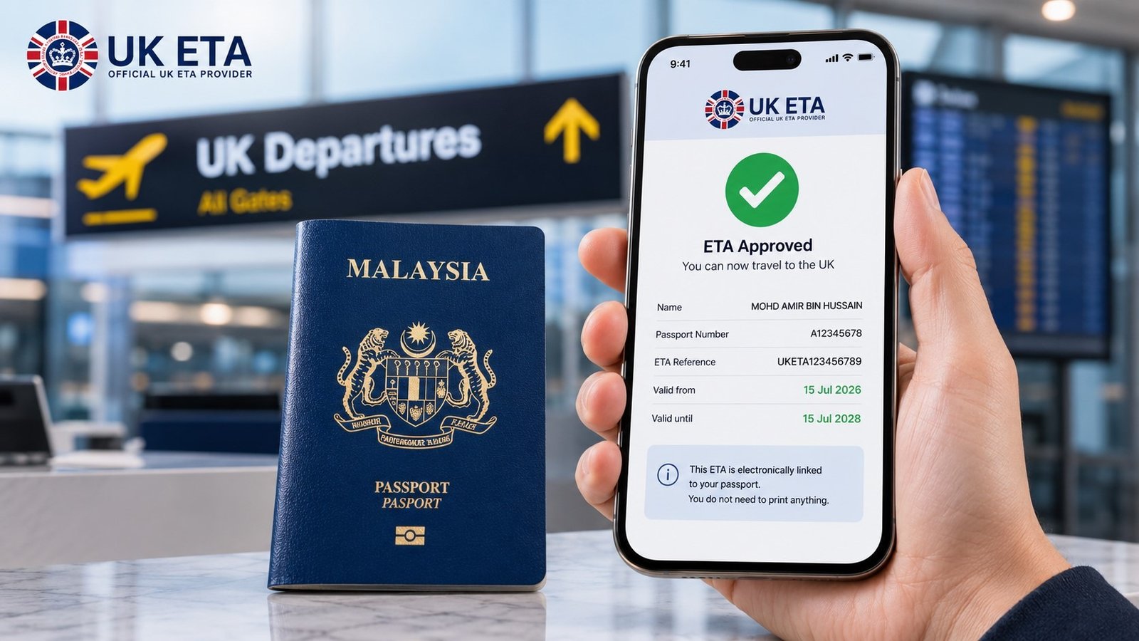 UK ETA approval at airport terminal